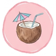 A watercolor coconut drink